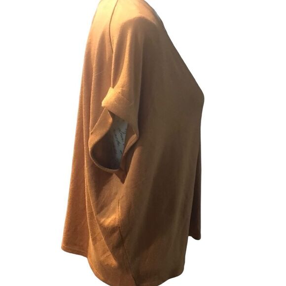 Mod Ref Large Rust Color Road Curve V Neck Blouse - Picture 4 of 13